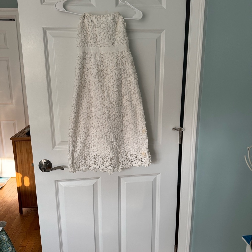 Lilly Pulitzer Cream Floral Lace Strapless Dress